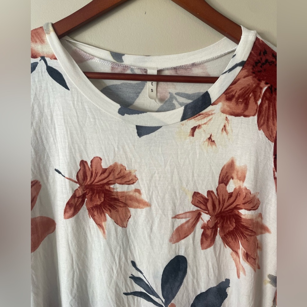 mts floral long sleeve shirt with tie sleeves size medium
